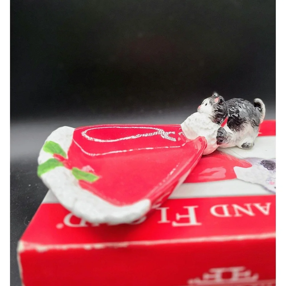 Fitz and Floyd Kitty Claus Tidbit Dish‎ New in Box Red Hat